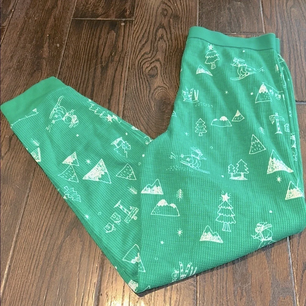 Wondershop Green Kids Christmas holiday Pajama thermal knit Pants size XLarge